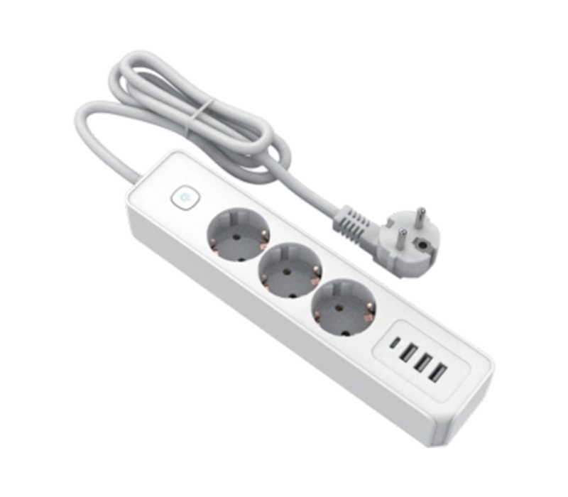 E21-3 مشترك طاقة على الطراز الأوروبي مع 3 منافذ، 3 منافذ USB-A، ومنفذ USB-C واحد، يتضمن مفتاحًا